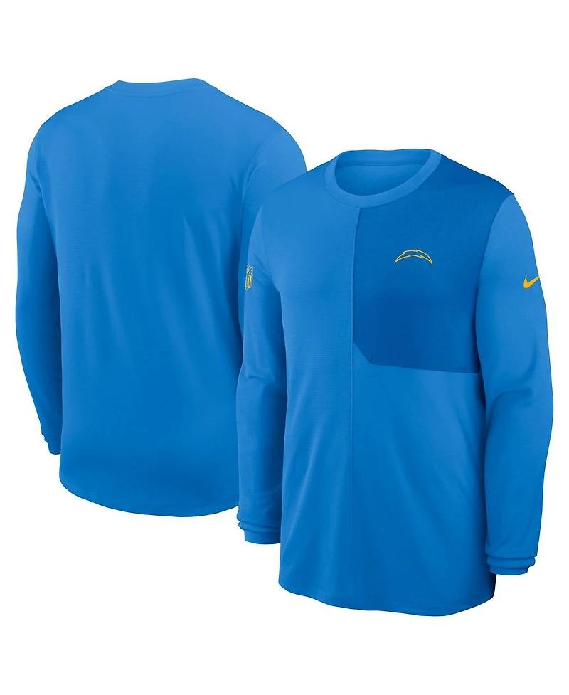Nike Men's Powder Blue Los Angeles Chargers Sideline Coach Uv Performance Long Sleeve T-Shirt
