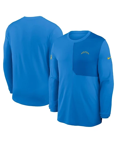 Nike Men's Powder Blue Los Angeles Chargers Sideline Coach Uv Performance Long Sleeve T-Shirt