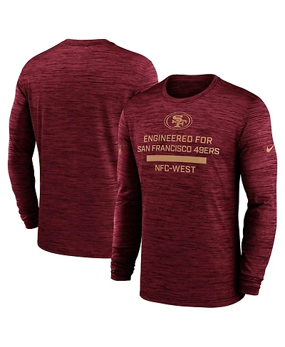 Nike Men's Scarlet San Francisco 49ers Sideline Velocity Performance Long Sleeve T-Shirt