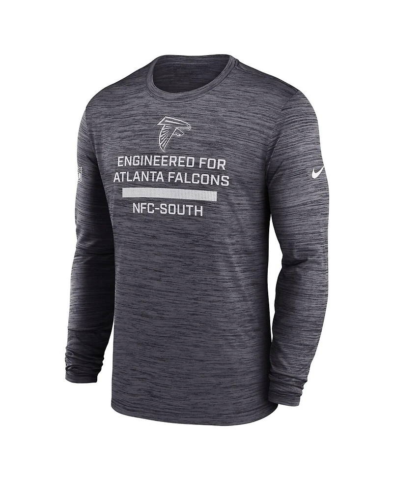 Nike Men's Charcoal Atlanta Falcons Sideline Velocity Performance Long Sleeve T-Shirt