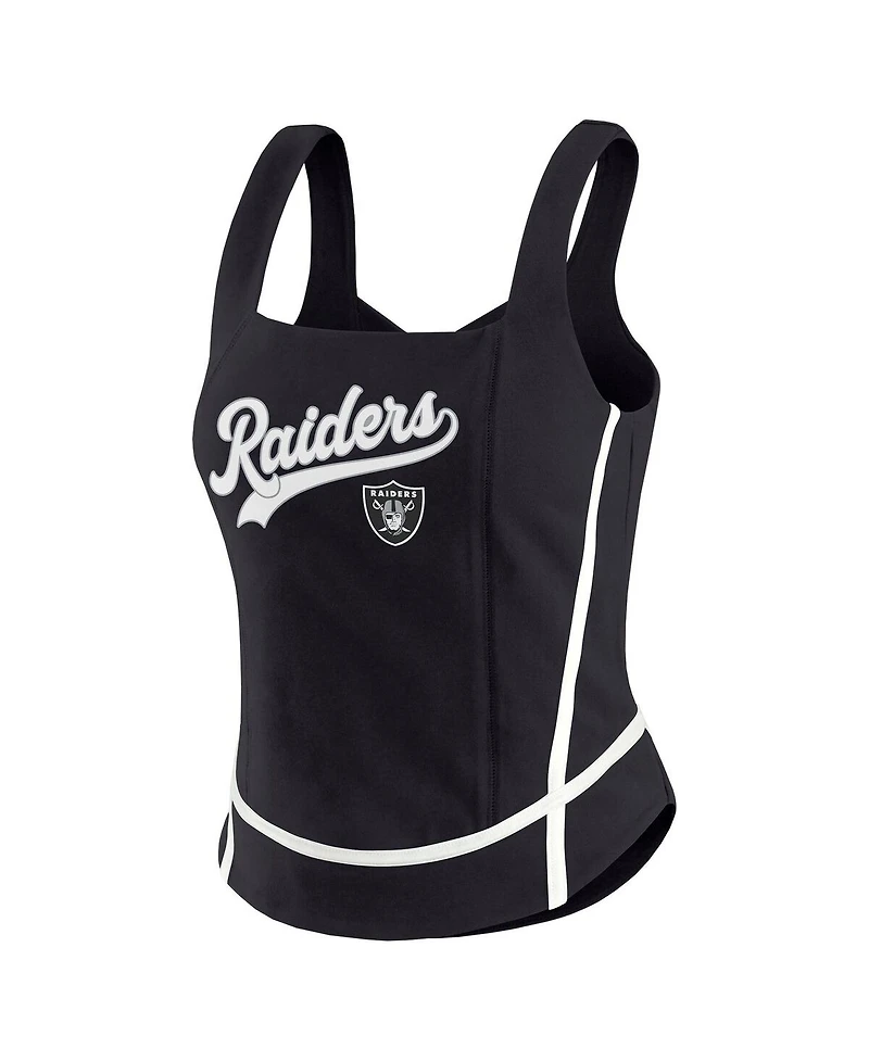 Wear by Erin Andrews Women's Black Las Vegas Raiders Square Neck Tank Top