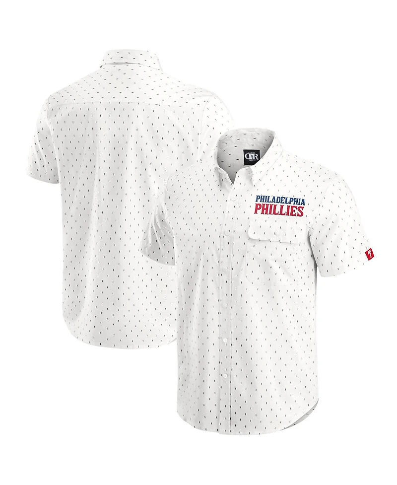 Darius Rucker Collection by Fanatics Men's Cream Philadelphia Phillies Printed Button-Down Shirt
