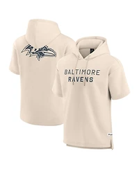 Fanatics Men's Cream Baltimore Ravens Elements Future Ground Lettering Short Sleeve Pullover Hoodie