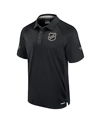 Fanatics Men's Black Nhl Authentic Pro Rink Raglan Polo Shirt