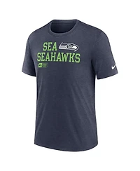 Nike Men's College Navy Seattle Seahawks Overlap Lockup Tri-Blend T-Shirt