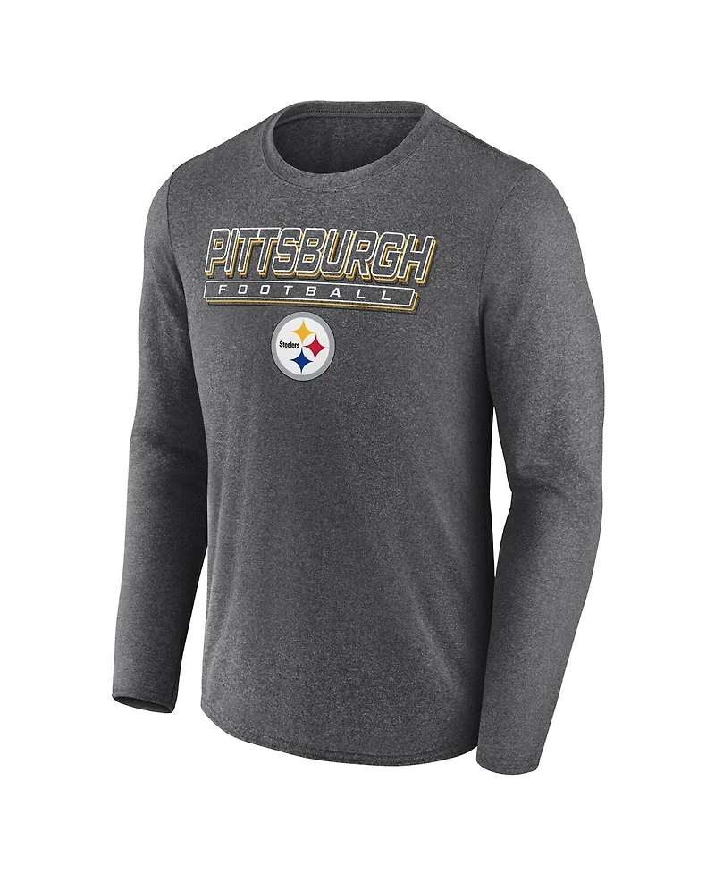 Fanatics Men's Heather Charcoal Pittsburgh Steelers Fundamentals Long Sleeve T-Shirt