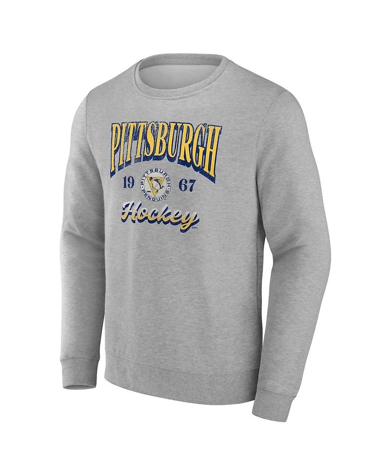 Fanatics Men's Gray Pittsburgh Penguins Nimbus Fleece Pullover Sweatshirt