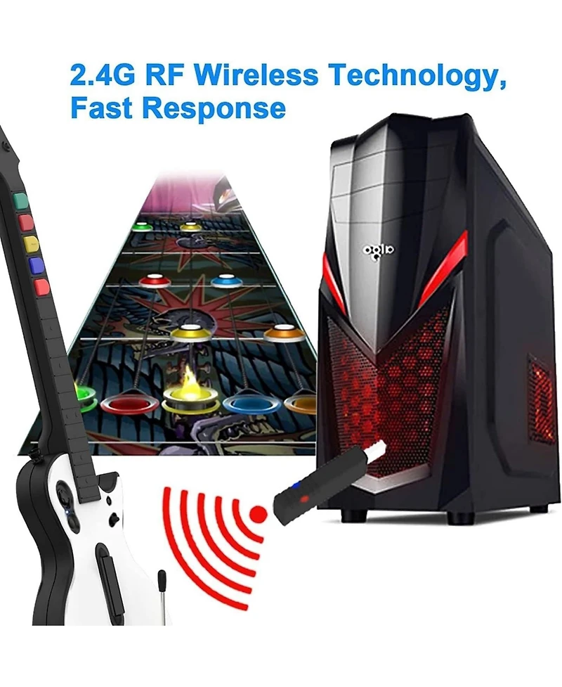 Nbcp Wireless Pc & PS3 Guitar Hero Controller Bundle with Dongle, Compatible with Guitar Hero, Rock Band, Clone Hero & Fortnite Festival