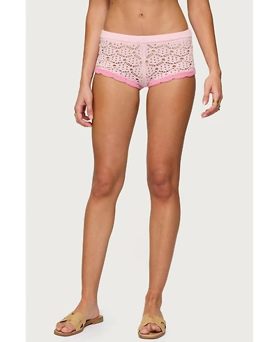 Edikted Women's Elisa Open Knit Shorts