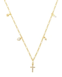 Unwritten Gold Plated Crystal Cross Pendant Charm Necklace