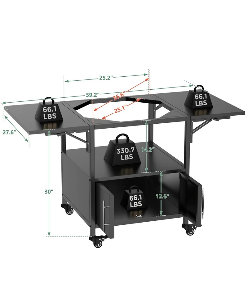 Streamdale Furniture Grill Table for Big Green Egg & Kamado Joe Jr