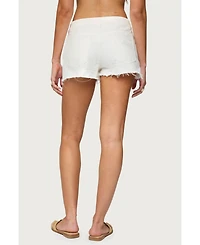 Edikted Women's Fern Mid Rise Denim Shorts
