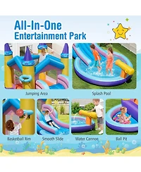 Gymax Kids Inflatable Water Slide w/ Slide Splash Pool Water Cannon w/ 735W Blower