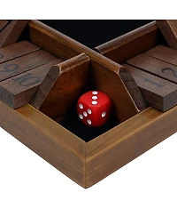 Pacific Shore Games 4 Player Shut the Box Dice Board Game with Walnut Stained Wood - 12 in.