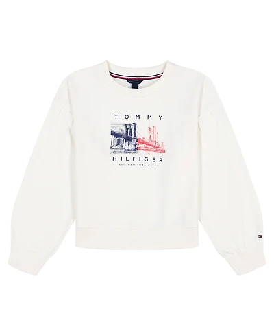 Tommy Hilfiger Big Girls French Terry Color Block Crewneck Sweatshirt