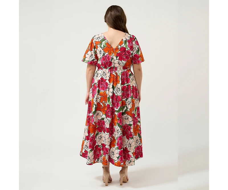 Estelle Plus Size Poseidon Ruffle Midi Dress