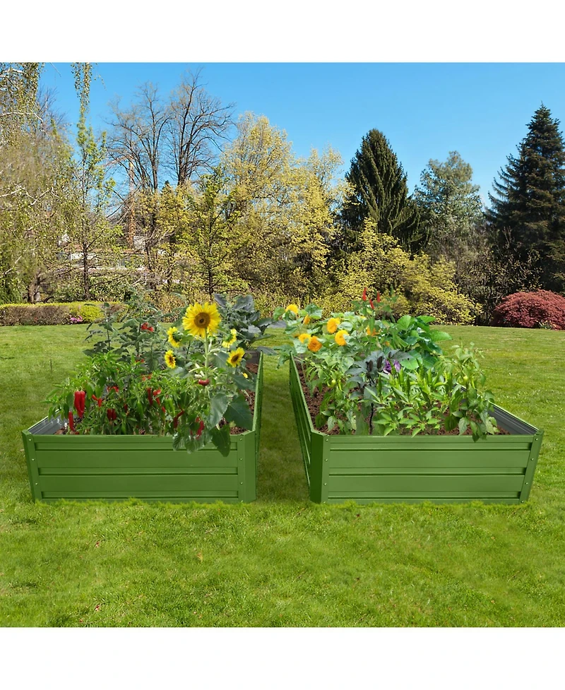 Streamdale Furniture Metal Garden Bed 6x3x1 ft (2 Pack) - Green