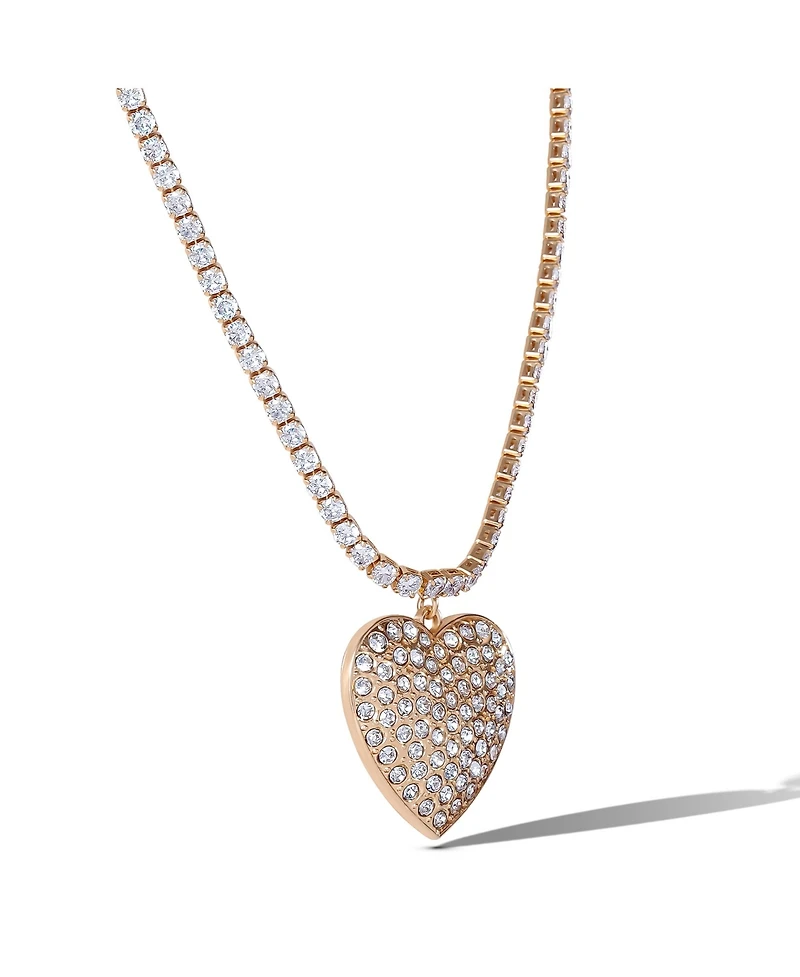 Jessica Simpson Gold-Tone Heart Pendant Link Chain Necklace