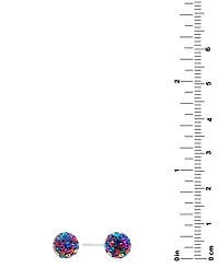 Multicolor Crystal Pave Ball Cluster Stud Earrings Sterling Silver (Also Available Silver)