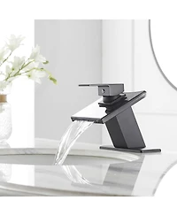 Greenspring Waterfall Single Hole Single-Handle Low-Arc Bathroom Faucet With Glass Spout In Polished Chrome