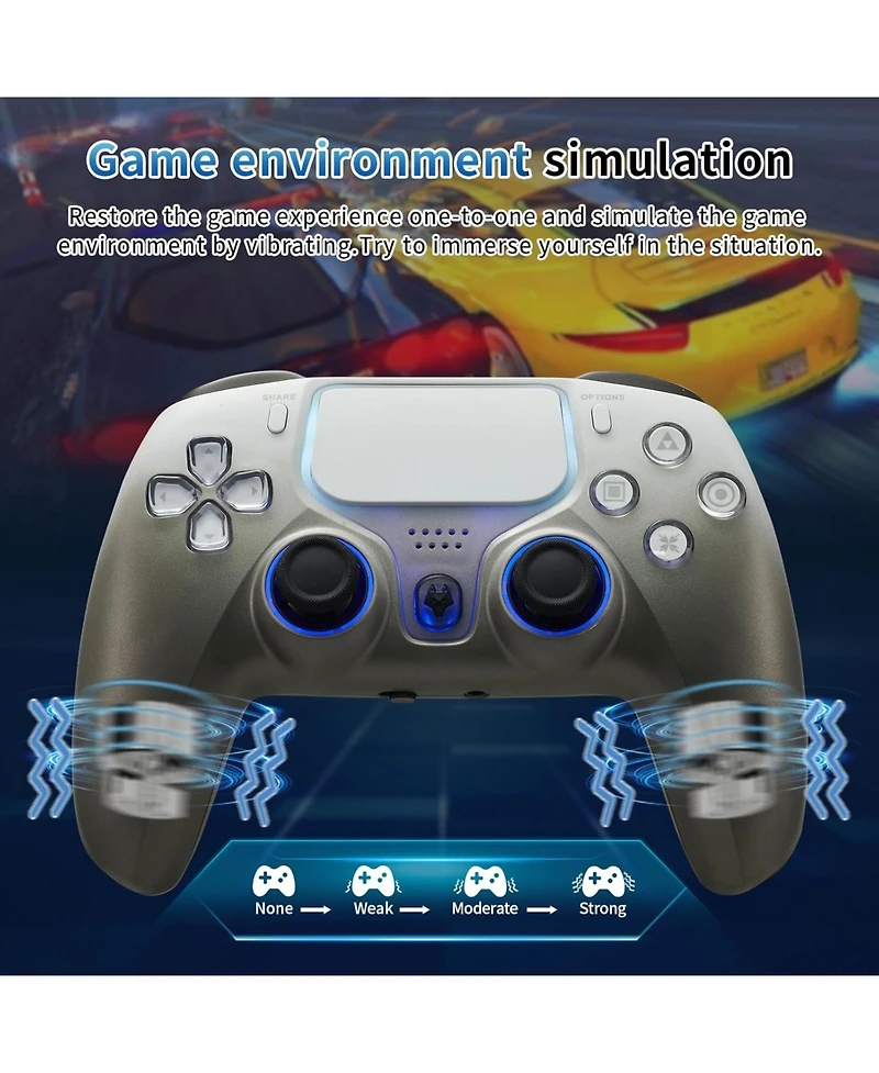 Nbcp PS4 Wireless Controller with Hall Effect Triggers, Dual Motors, 6-Axis Gyro, Rgb Lighting & Touchpad – Compatible with PS4/PS3/Pc/iOS/Android