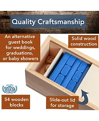 We Games Walnut Stain Wood Blocks Tower Game with Wooden Box, 12 in.