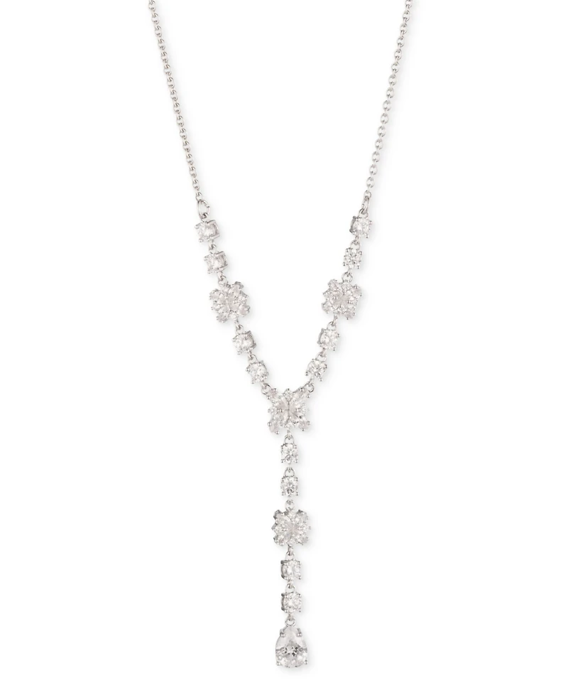 Marchesa Cubic Zirconia Cluster Lariat Necklace, 16" + 3" extender