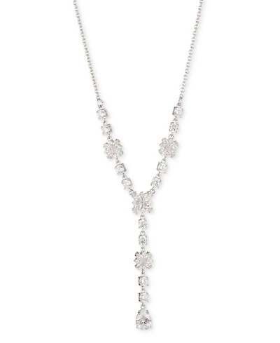 Marchesa Cubic Zirconia Cluster Lariat Necklace, 16" + 3" extender