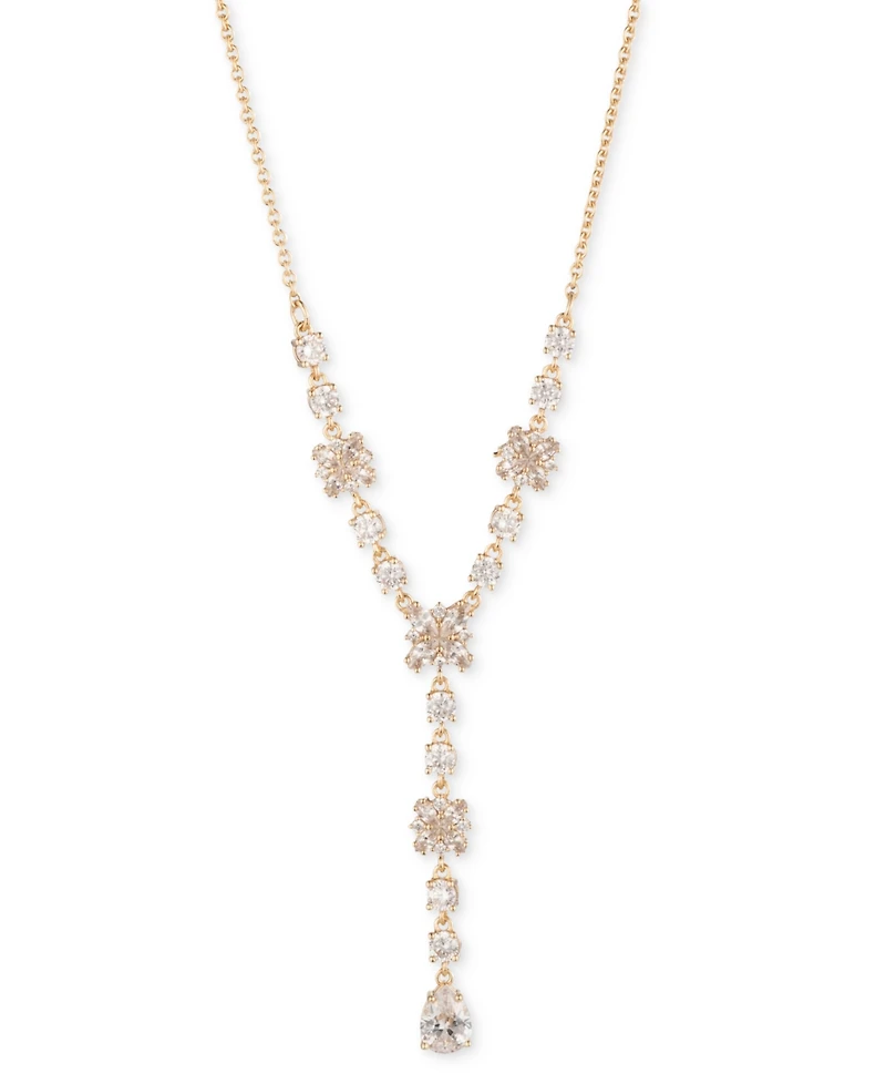 Marchesa Cubic Zirconia Cluster Lariat Necklace, 16" + 3" extender