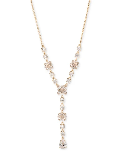 Marchesa Cubic Zirconia Cluster Lariat Necklace, 16" + 3" extender