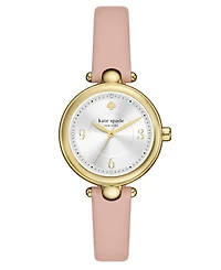 Kate Spade New York Women's Gracie Round Three-Hand Pink Leather Watch, 32mm