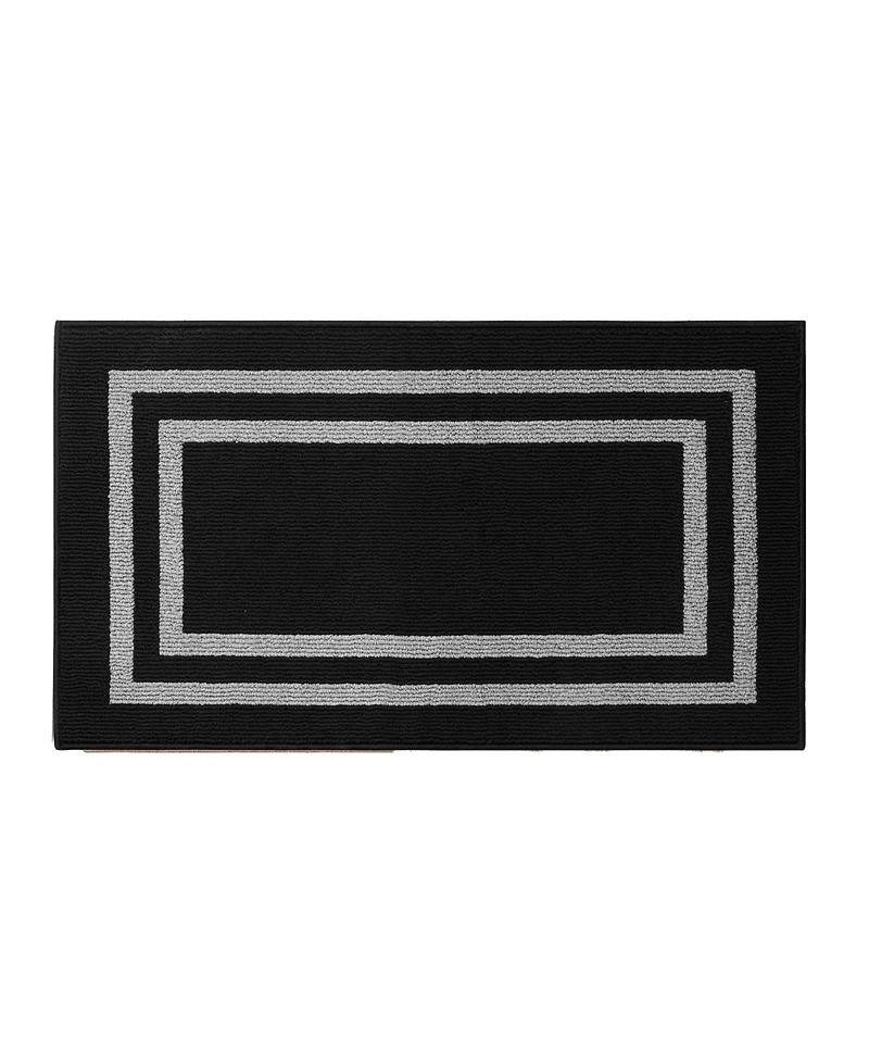 Jean Pierre Double Line Border Tufted - Machine Washable Runner Rug