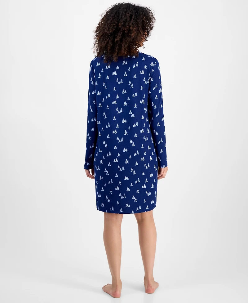 Charter Club Women's Jersey Printed Long Sleeve Sleepshirt