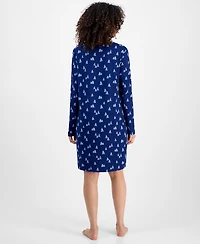 Charter Club Women's Jersey Printed Long Sleeve Sleepshirt