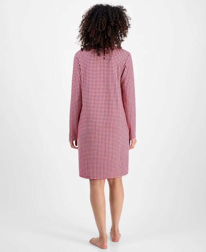 Charter Club Women's Jersey Printed Long Sleeve Sleepshirt