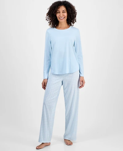 Charter Club Women's Long-Sleeve Jersey Pajama Set