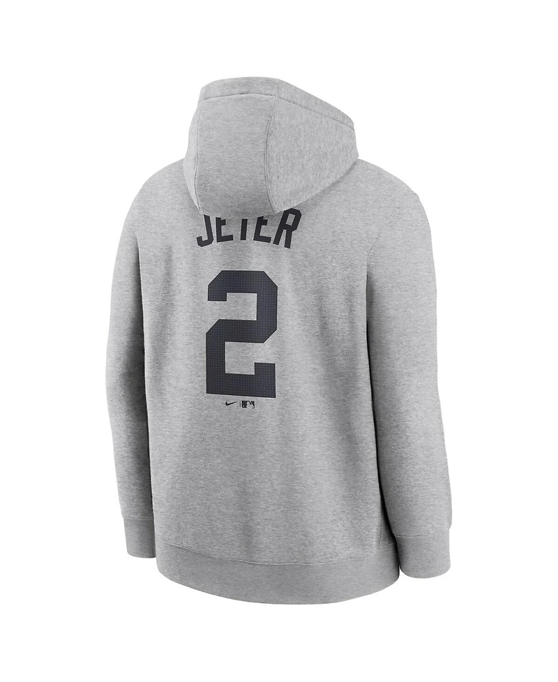 Nike Men's Derek Jeter Heather Gray New York Yankees Player Name Number Club Fleece Pullover Hoodie