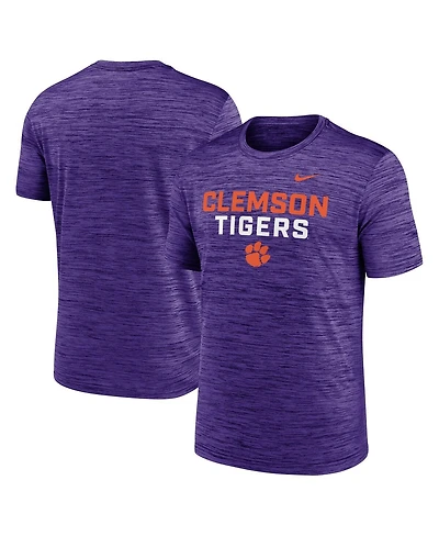 Nike Men's Purple Clemson Tigers Campus Center Stack Velocity Performance T-Shirt