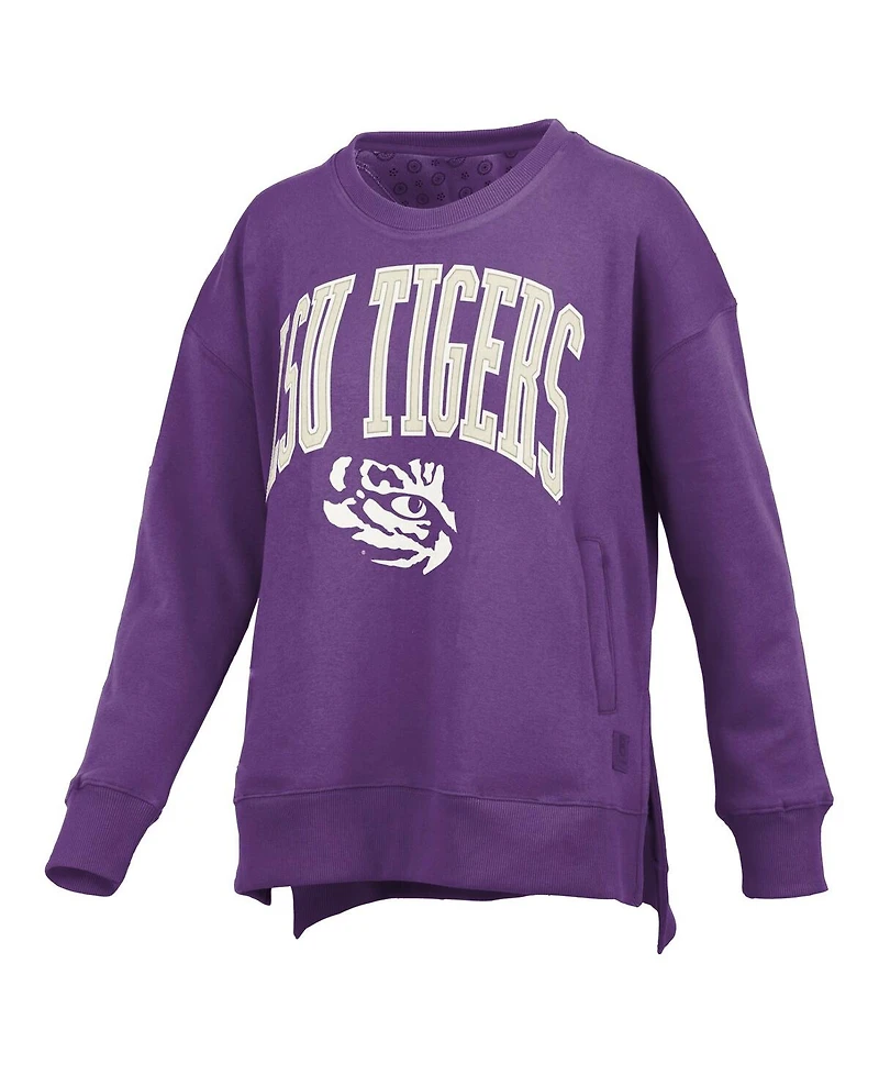 Pressbox Women's Purple Lsu Tigers Pocketed Arch Pullover Sweatshirt