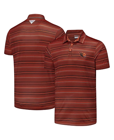 Columbia Men's Orange Oregon State Beavers Pfg Super Terminal Tackle Omni-Shade Stripe Polo Shirt
