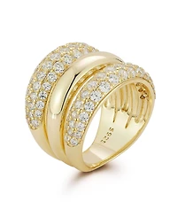 Rachel Zoe 14k Gold Plated Sterling Silver Triple Dome Ring