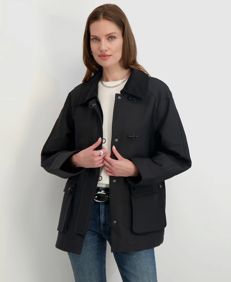 Tahari Women's Collared Canvas Barn Jacket