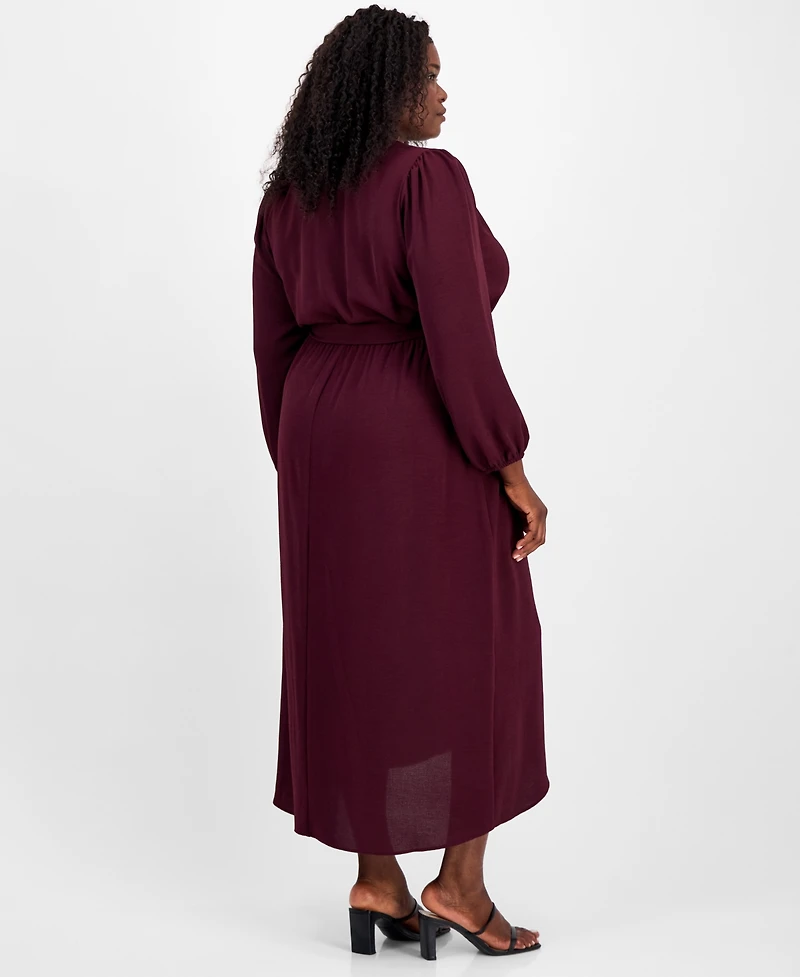 Connected Plus Tie-Front Wrap Maxi Dress