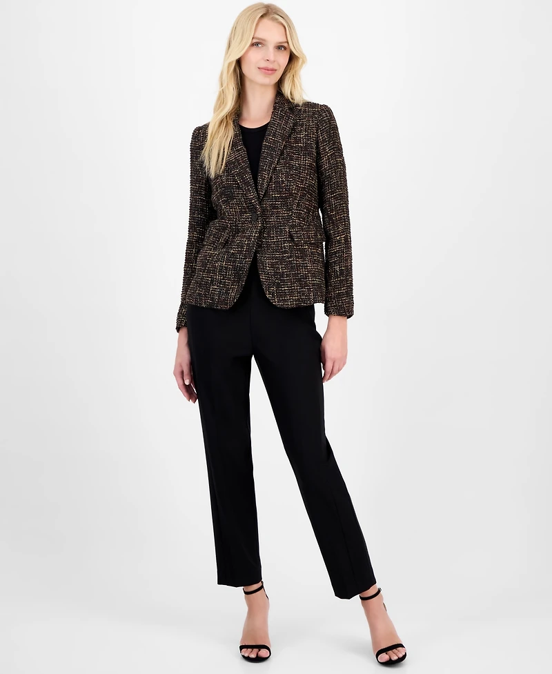 Anne Klein Women's Tweed Notch-Collar One-Button Jacket