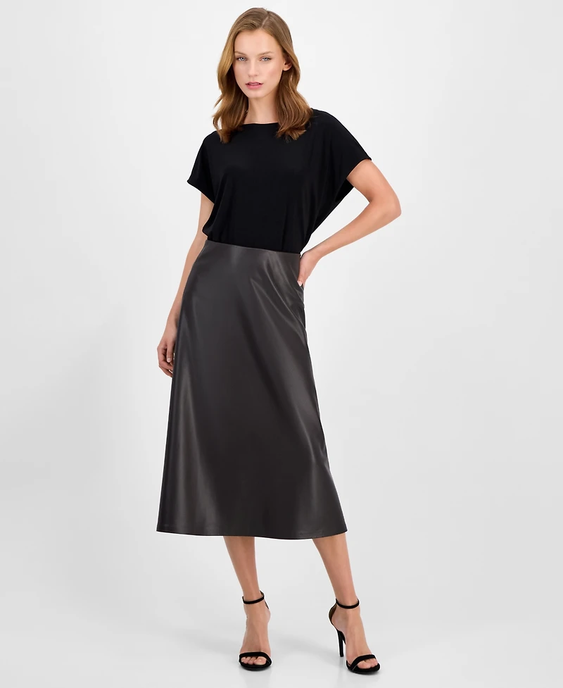 Anne Klein Women's Flared Pull-On Midi Skirt