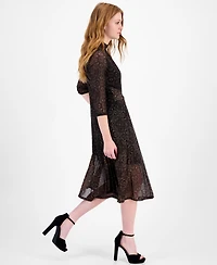 Robbie Bee Petite Mock Neck Printed Midi Dress