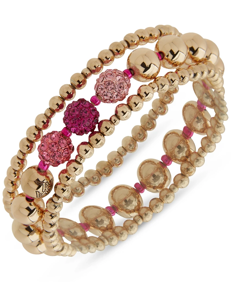 Karl Lagerfeld Paris 3-Pc. Set Pave Fireball & Logo Beaded Stretch Bracelets