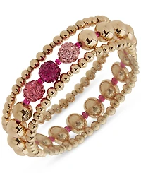 Karl Lagerfeld Paris 3-Pc. Set Pave Fireball & Logo Beaded Stretch Bracelets