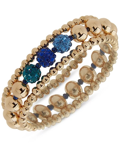 Karl Lagerfeld Paris 3-Pc. Set Pave Fireball & Logo Beaded Stretch Bracelets