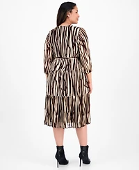 Sandra Darren Plus 3/4-Sleeve Tiered Mesh Dress
